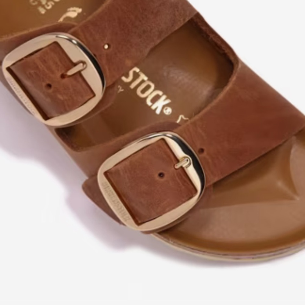 Birkenstock Brown Leather Sandals with Molded Footbed